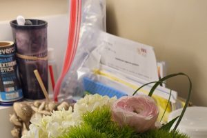 flowers on a desk