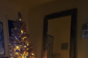 candle with decorations and a christmas tree
